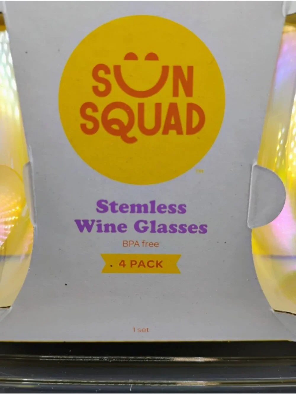 Sun Squad 4-Pack Stemless Iridescent BPA-Free Wine Glasses